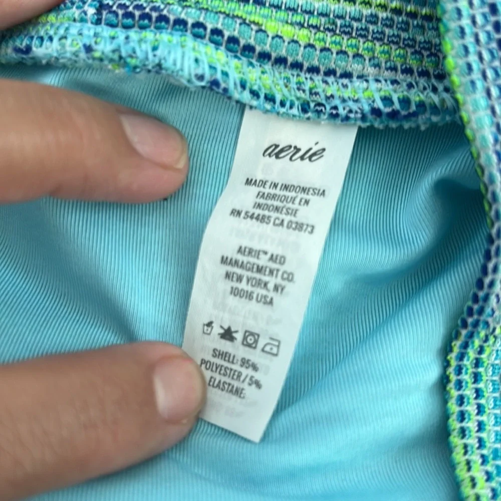 Aerie Space Dye Longline Scoop Bikini Swim Top & High Cut‎ Cheeky Bottom Size XS